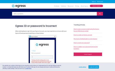 Egress ID or password is incorrect - Egress support