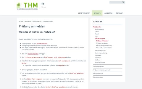 THM IT Services - Prüfung anmelden