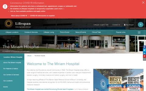The Miriam Hospital in Rhode Island | Medical and Mental ...