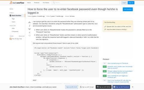How to force the user to re-enter facebook password even ...
