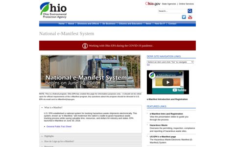 National e-Manifest System - Ohio EPA - Ohio.gov