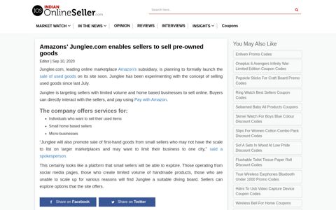 Amazons' Junglee.com enables sellers to sell pre-owned goods