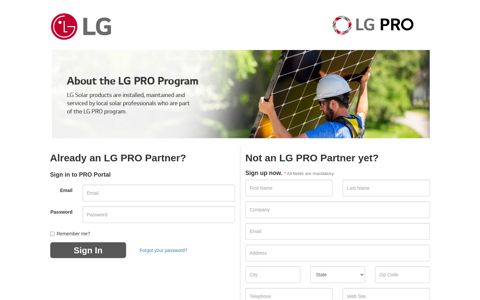LG PRO Portal: Login