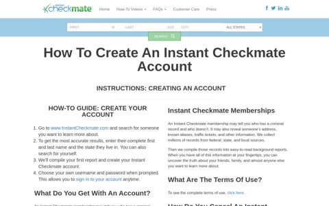 Create an Instant Checkmate Account