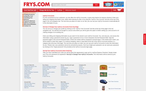 myFry's Accounts - Frys.com|Customer Service