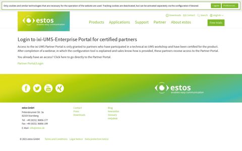 Login to ixi-UMS-Enterprise Portal for certified partners - estos