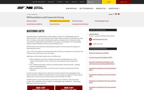 NS Foundation and Corporate Giving - Norfolk Southern