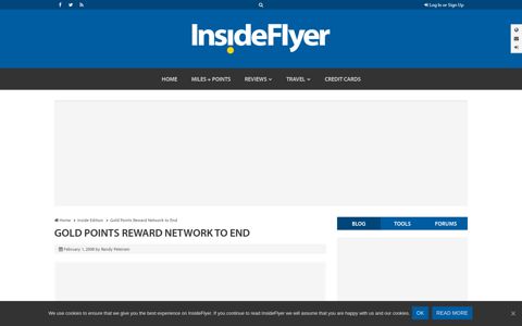 Gold Points Reward Network to End - InsideFlyer