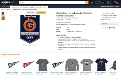 Georgetown Hoyas Basketball National Champions Banner