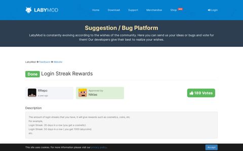 Login Streak Rewards | LabyMod Idea