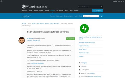 I can't login to access JetPack settings | WordPress.org