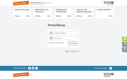 Zum Login (für registrierte Nutzer) - Stellenbörse lehrer-in-mv.de