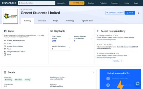 Genext Students Limited - Crunchbase Company Profile ...