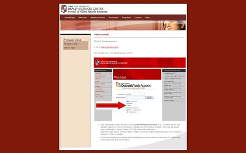 TTUHSC Orientation Site - How to email