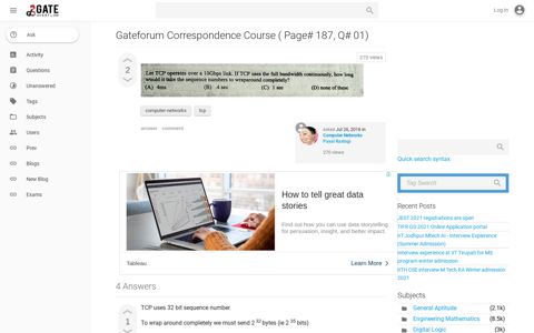 Gateforum Correspondence Course ( Page# 187, Q# 01 ...