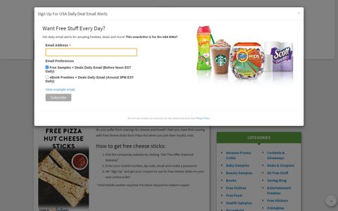 FREE Pizza Hut Cheese Sticks Coupon With Online Order ...