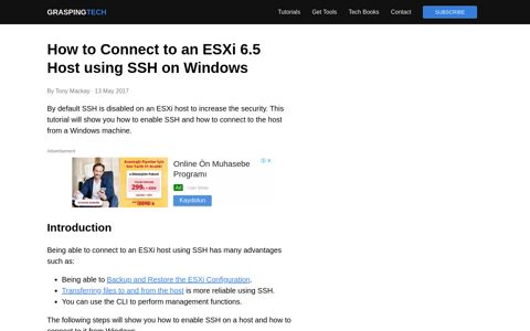 How to Connect to an ESXi 6.5 Host using SSH on Windows ...