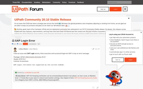 SAP Login Error - Studio - UiPath Community Forum