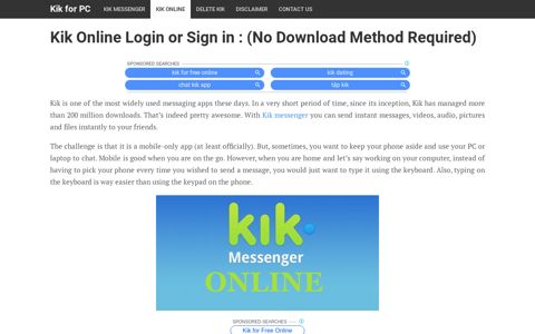 Kik Online Login/Sign in : (No Download Method) - Kik for PC