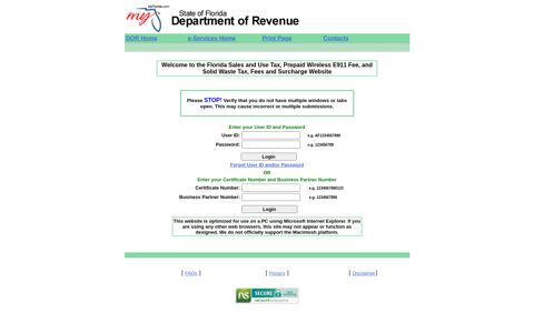 Florida Department of Revenue - Sales and Use Tax Application
