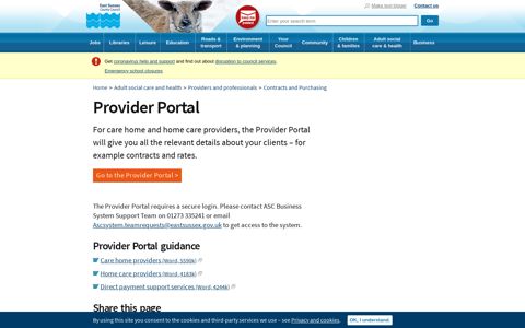 Provider Portal – East Sussex County Council