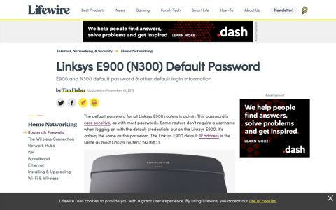 Linksys E900 (N300) Default Password - Lifewire