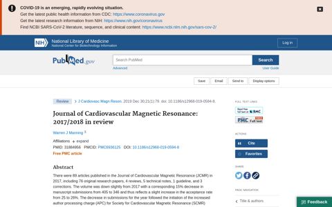 Journal of Cardiovascular Magnetic Resonance: 2017/2018 in ...