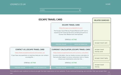 escape travel card - General Information about Login - Logines.co.uk