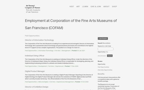Employment at Corporation of the Fine Arts Museums of San ...