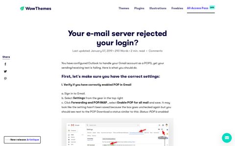 Your e-mail server rejected your login? | Wow Themes