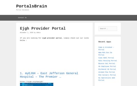 Ejgh Provider Portal - PortalsBrain - Portal Database