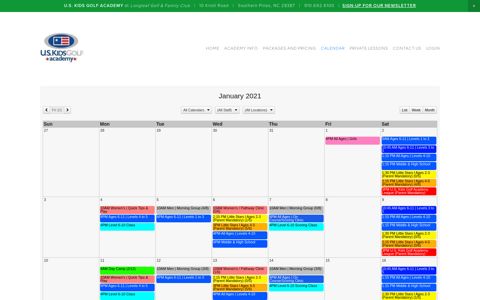 calendar - US Kids Golf Academy