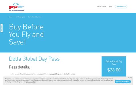 Delta Air Lines Global Internet Day Pass | Gogo