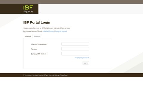 Log in - IBF - IBF Portal - IBF Singapore