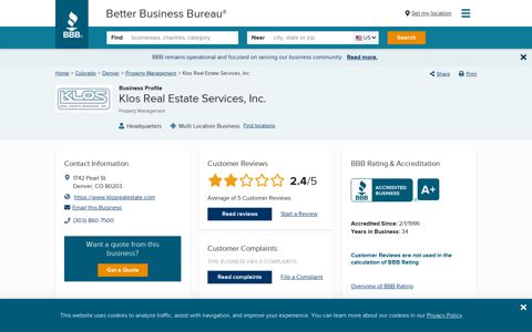 Klos Real Estate Services, Inc. | Better Business Bureau® Profile