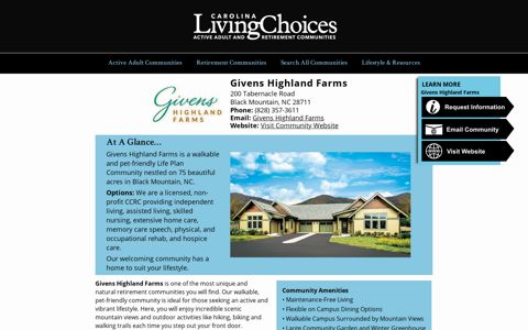 Givens Highland Farms Black Mountain NC - CCRC in North ...