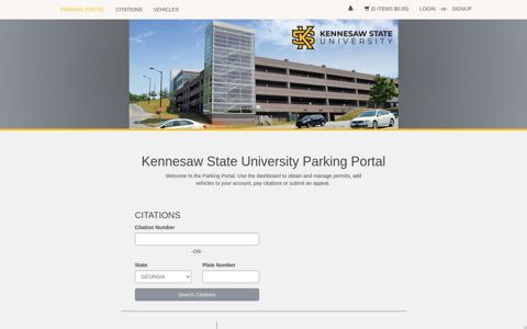 Kennesaw State University Parking Portal