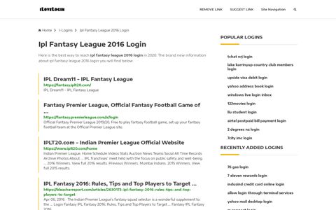 Ipl Fantasy League 2016 Login ❤️ One Click Access - iLoveLogin
