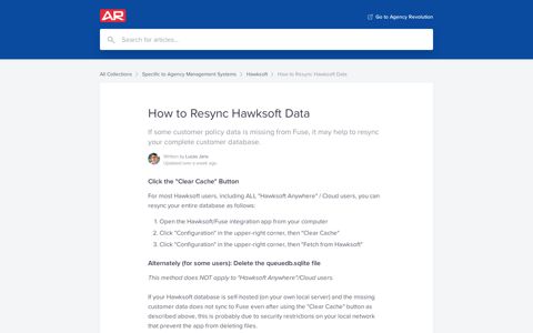 How to Resync Hawksoft Data | Agency Revolution Help Center