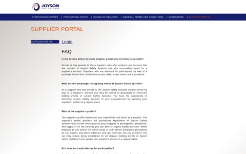 Supplier Portal - Joyson Safety Systems