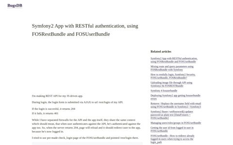 Symfony2 App with RESTful authentication, using ... - BugsDB