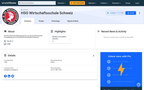 HSO Wirtschaftsschule Schweiz - Crunchbase School Profile ...