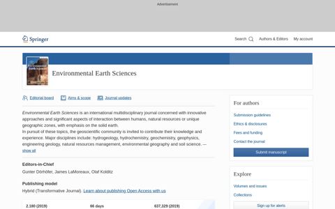 Environmental Earth Sciences | Home - Springer