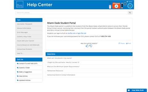 Miami Dade Student Portal | FLVS Help Center - KnowledgeOwl