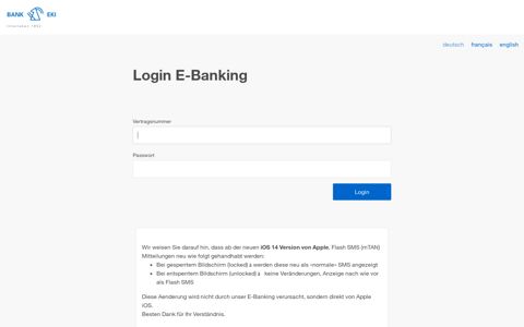 Login E-Banking - Bank EKI Genossenschaft