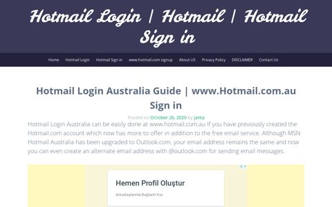 Hotmail Login Australia Guide | www.Hotmail.com.au Sign in ...