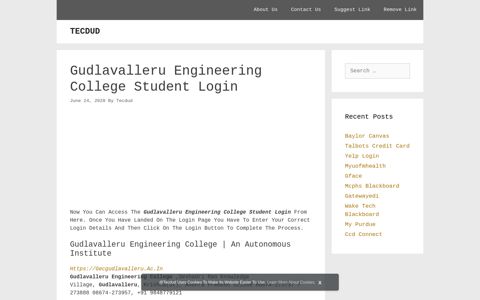 gudlavalleru engineering college student login - Tecdud