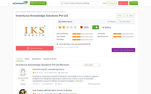 INVENTURUS KNOWLEDGE SOLUTIONS PVT LTD Reviews ...