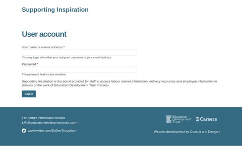 User account | Supporting Inspiration