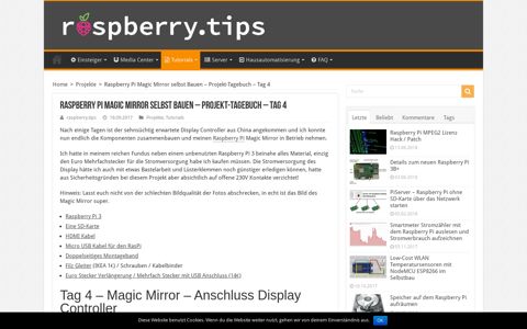 Raspberry Pi Magic Mirror selbst Bauen – Projekt-Tagebuch ...